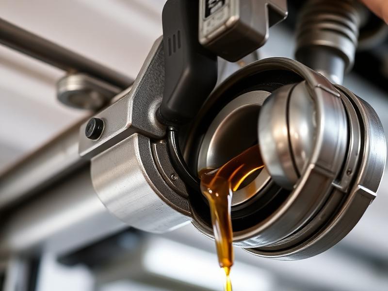 Garage door bearing being lubricated with oil for smooth operation