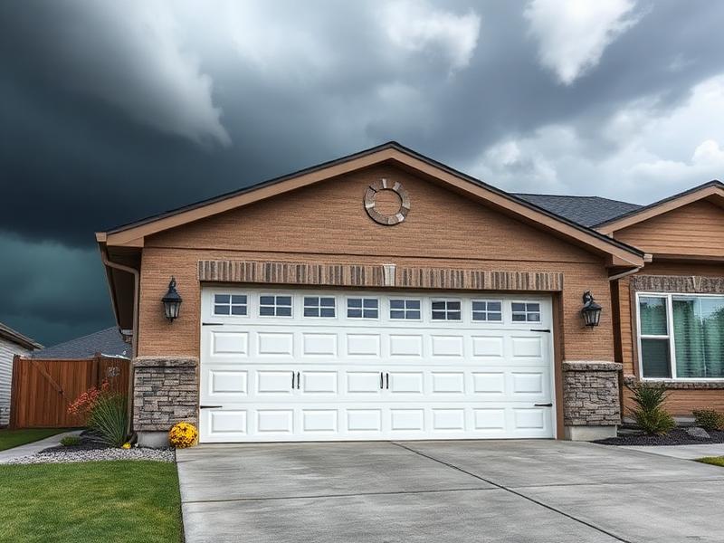 Storm-resistant garage door protecting home during severe weather